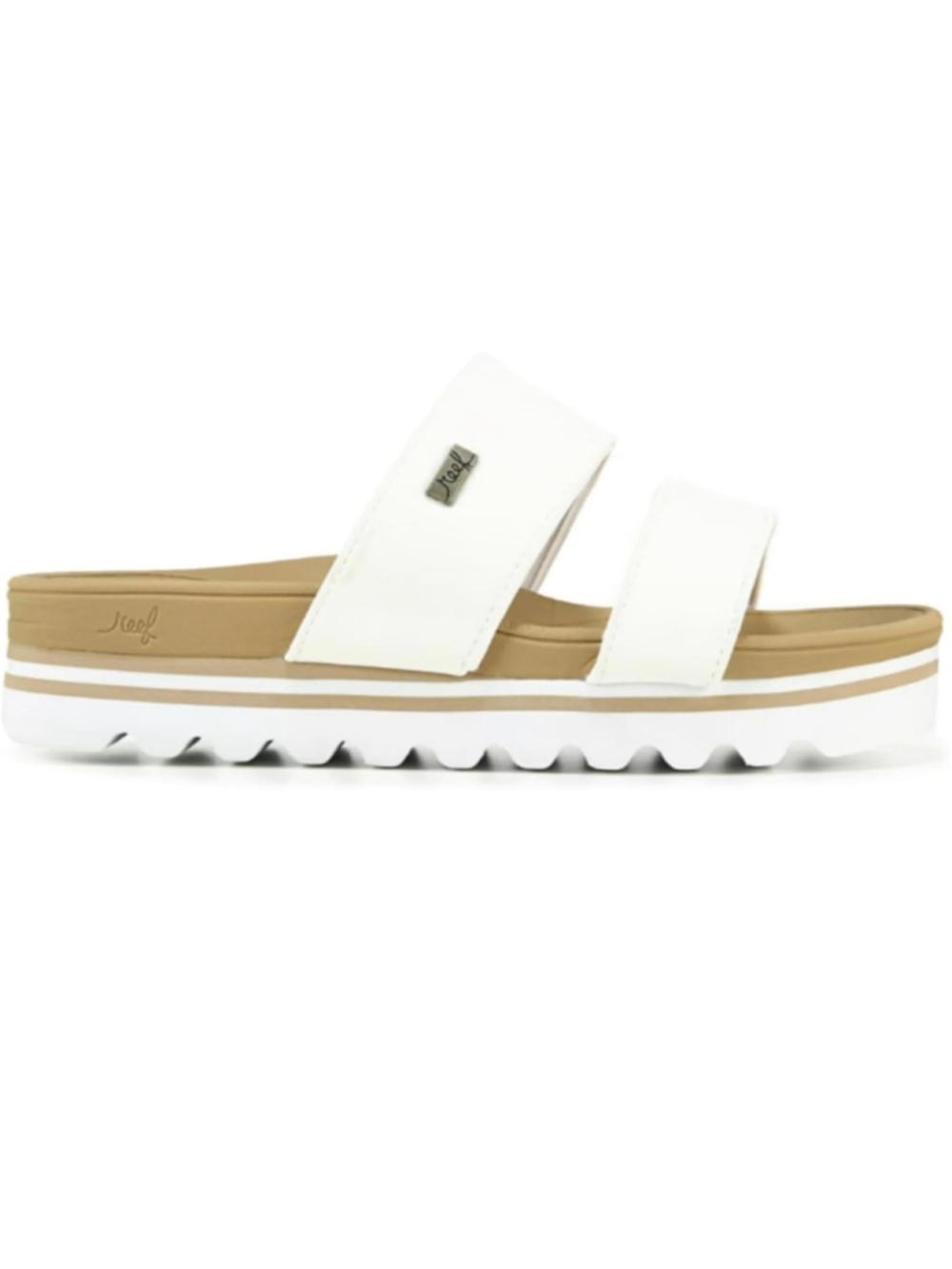 Women's Reef Banded Horizon Hi Sandals White and Beige, Sz 9
